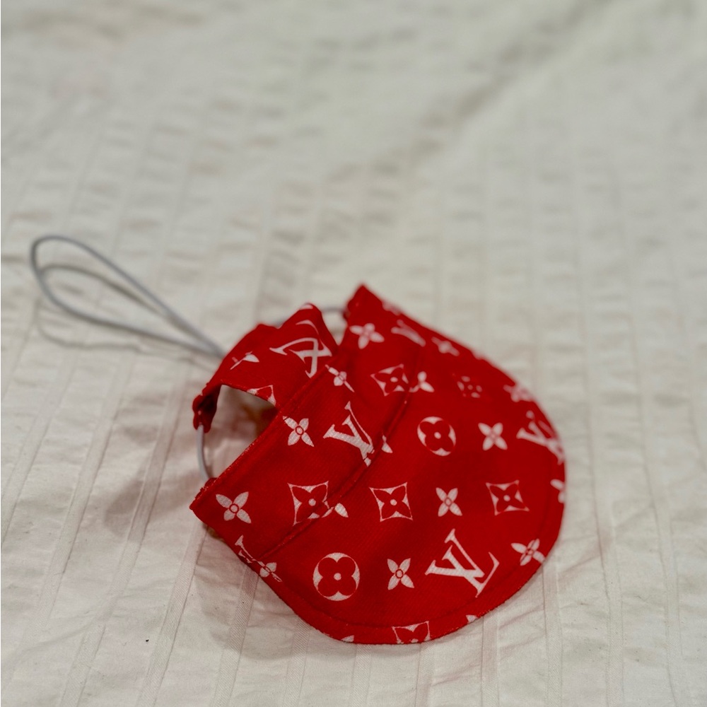 Red Designer Monogram dog visor